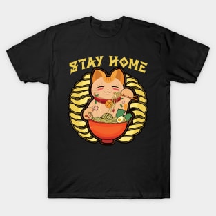 Stay Home Anime Kawaii Cat T-Shirt